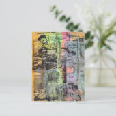Retro Woodworking Men Mixed Media Collage Postkarte (Stehend Vorderseite)