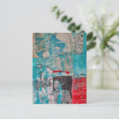 Retro Woodworking Woman and Man Collage  Postkarte (Stehend Vorderseite)