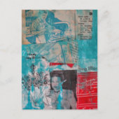 Retro Woodworking Woman and Man Collage  Postkarte (Vorderseite)