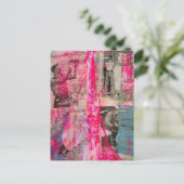 Retro Working Men Black White Pink Blue Postkarte (Stehend Vorderseite)