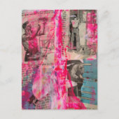 Retro Working Men Black White Pink Blue Postkarte (Vorderseite)