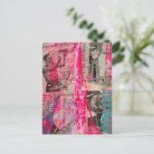 Retro Working Men on a Pink Background Postkarte (Stehend Vorderseite)