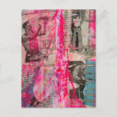 Retro Working Men on a Pink Background Postkarte (Vorderseite)