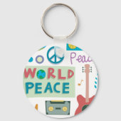 Retro World Peace Icons Schlüsselanhänger (Vorderseite)