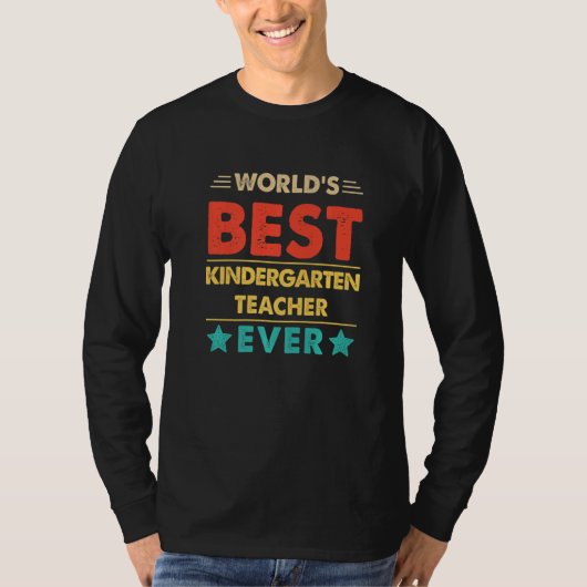 Retro World's Best Kindergarten Teacher Ever T-Shirt (Vorderseite)