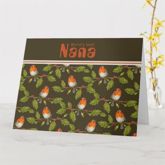 Retro World's Best Nana Custom Robin Card Karte (Gelbe Blume)