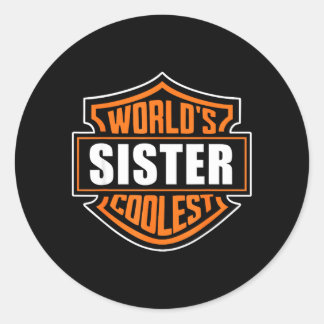 Retro Worlds Coolest Sister Matching Family Runder Aufkleber