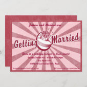 Retro Wow Bridal Dusche Einladung - Magenta (Vorne/Hinten)