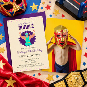 Retro-Wrestling-Geburtstagsfeier-Foto Einladung