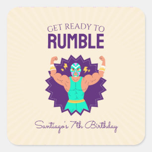 Retro-Wrestling-Geburtstagsfeier Quadratischer Aufkleber