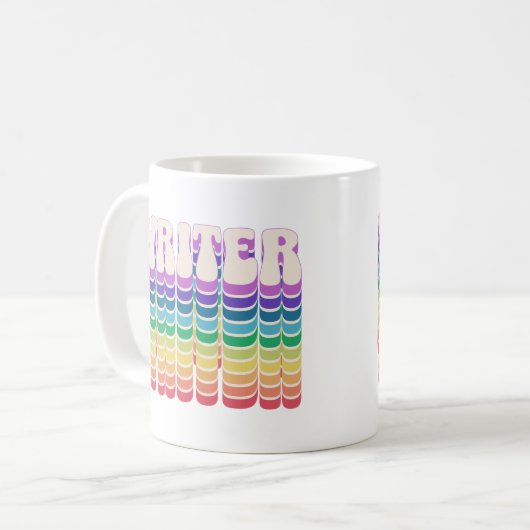 Retro Writer Rainbow Kaffeetasse (Vorderseite Links)