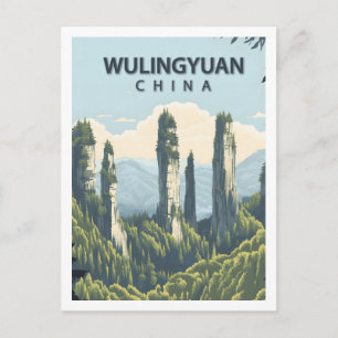 Retro Wulingyuan China Zhangjiajie Nationalpark Postkarte