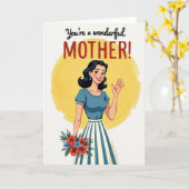 Retro wundervolle Muttertagskarte Karte (Gelbe Blume)