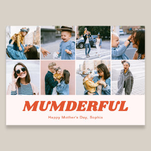 Retro Wundervoller Muttertag 12 Foto Collage Pink Feiertagskarte