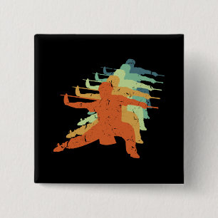 Retro Wushu Kung Fu Chinese Martial Arts Sportsman Button