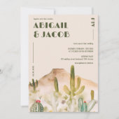 Retro-Wüste-Kaktus Arizona-Hochzeit in Urlaubsort Einladung (Vorderseite)