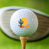 Retro-Wüste mit Kaktus Golfball
