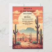 Retro-Wüste und Kakteen-Hochzeit Einladung (Vorderseite)