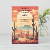 Retro-Wüste und Kakteen-Hochzeit Einladung (Stehend Vorderseite)