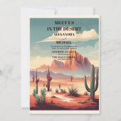 Retro-Wüste und Kakteen-Hochzeit Einladung (Vorderseite)