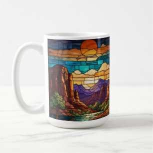 Retro-Wüsten-Szene Sedona Berge Glasmalerei Kaffeetasse