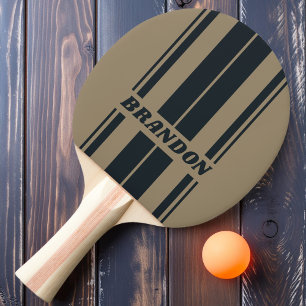 Retro-Wüsten-Zweitön-Board-Streifen mit Namen Tischtennis Schläger