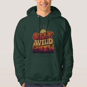 Retro-Wüstengeist: "Bleib Wild" Vintage Groovy Gra Hoodie