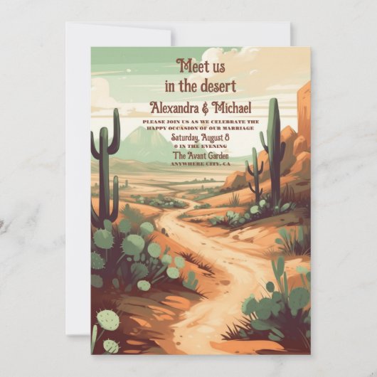 Retro-Wüstenhochzeit Einladung (Vorderseite)