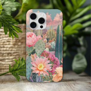 Retro-Wüstenkaktus-Blumenmuster personalisierter N Case-Mate iPhone Hülle