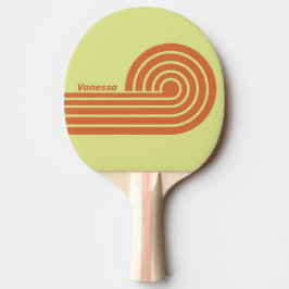 Retro-Wüstenkaktus-Doppel-Curl-Streifen mit Namen Tischtennis Schläger