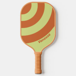 Retro-Wüstenkaktus Drei Kreisel Streifen mit Namen Pickleball Schläger