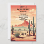 Retro-Wüstenkaktus Illustriert Hochzeit Einladung (Vorderseite)