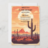 Retro-Wüstenkaktus Illustriert Hochzeit Einladung (Vorderseite)