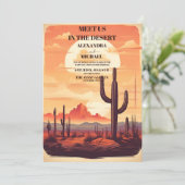 Retro-Wüstenkaktus Illustriert Hochzeit Einladung (Stehend Vorderseite)