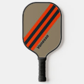 Retro-Wüstenstreifen mit Namen Pickleball Schläger (Vorderseite)