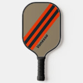 Retro-Wüstenstreifen mit Namen Pickleball Schläger (Rückseite)