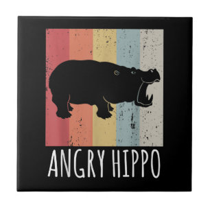 Retro wütendes Nilpferd - Vintage Hippopotamus Fliese