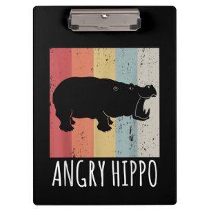 Retro wütendes Nilpferd - Vintage Hippopotamus Klemmbrett