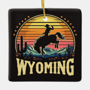 Retro Wyoming Cowboy Keramikornament