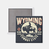 Retro Wyoming Magnet (Vorderseite/Rückseite)