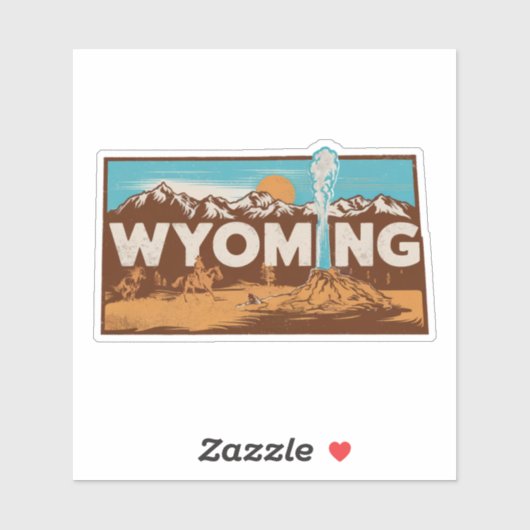 Retro Wyoming Staat Autoaufkleber Aufkleber (Blatt)