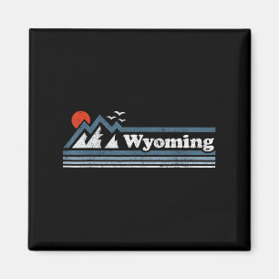 Retro Wyoming State Mountain Skifahren Vintage Ski Magnet