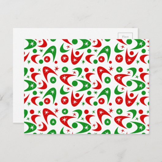 Retro Xmas Boomerangs Feiertagspostkarte (Vorne/Hinten)