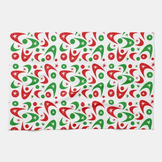 Retro Xmas Boomerangs Küchentuch (Horizontal)