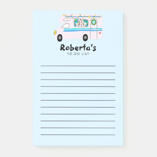 Retro Xmas Camper RV Lebensmittelgeschäft - Liste Post-it Klebezettel (Vorderseite)