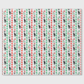 Retro Xmas Cat Strip Multi Geschenkpapier (Flach)