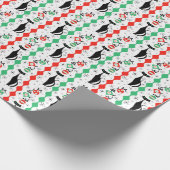 Retro Xmas Cat Strip Multi Geschenkpapier (Ecke)