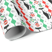 Retro Xmas Cat Strip Multi Geschenkpapier (Rolleneckpunkt)