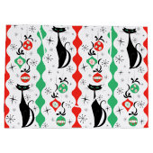 Retro Xmas Cat Strip Multi Große Geschenktüte (Rückseite)