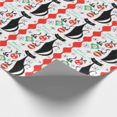 Retro Xmas Cat Stripe Frohe Weihnachten Geschenkpapier (Ecke)